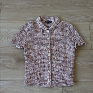 J. Crew women’s Brown Checkered Button-Down Shirt